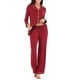 Red Home Clothes Pajamas Women's Spring/Summer Modal Long Sleeve Cardigan Two Piece Set – image 1 sur 5