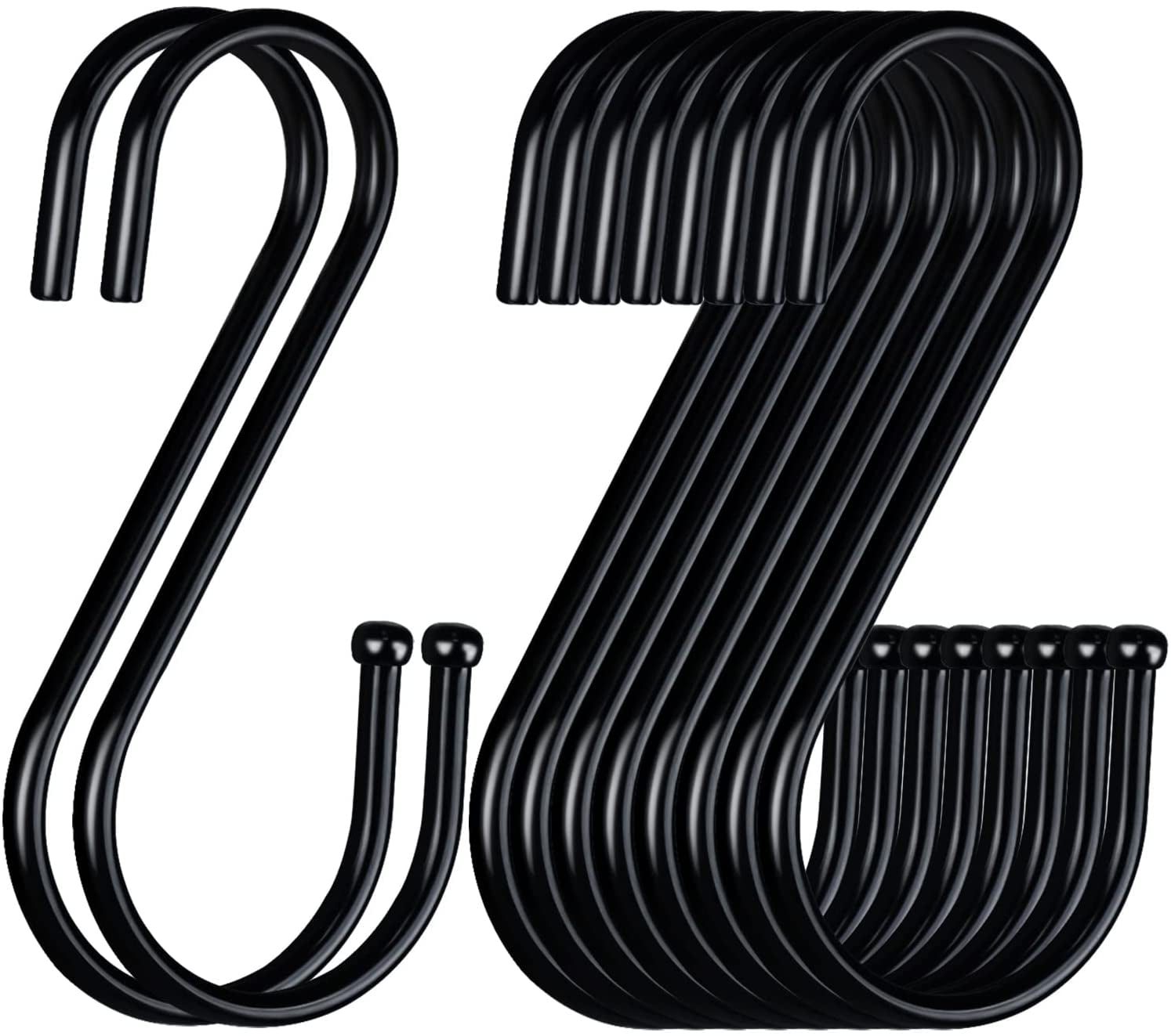 Black S Hooks for Hanging ,Heavy Duty Metal S Shaped Hooks for Hanging