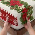thumbnail image 3 of King Size Fitted Sheet Set - Christmas Poinsettia 3 Piece Bedding Sets 16" Deep Pocket Fitted Sheet with 2 Pillowcases, Red Green Botanical Xmas Snowflake Brushed Microfiber Hotel Luxury Bed Sheets, 3 of 9