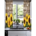 thumbnail image 2 of Yellow Sunflowers Sheer Curtains 39 Inch Length 2 Panels Set for Living Room/Bedroom, Family Farmhouse Brown Wooden Butterfly Kitchen Curtains Grommet Curtains Window Treatments 27.5"x39"x2, 2 of 7