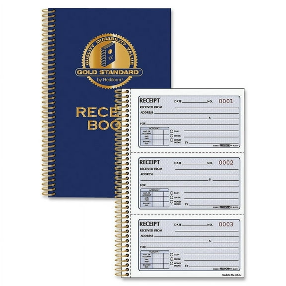 Rediform Money Receipt Book Two-Part Carbonless 5 x 2.75 3/Page 225 8L829