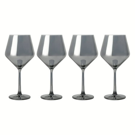 Thyme & Table 23 fl oz Smoke Iridescent Angled Wine Glasses  Set of 4