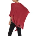 thumbnail image 4 of LELINTA Ponchos for Women Knitted Long Sleeve Tassel Sweater Poncho Shawls Top Coat,White/ Red/ Khaki, 4 of 5