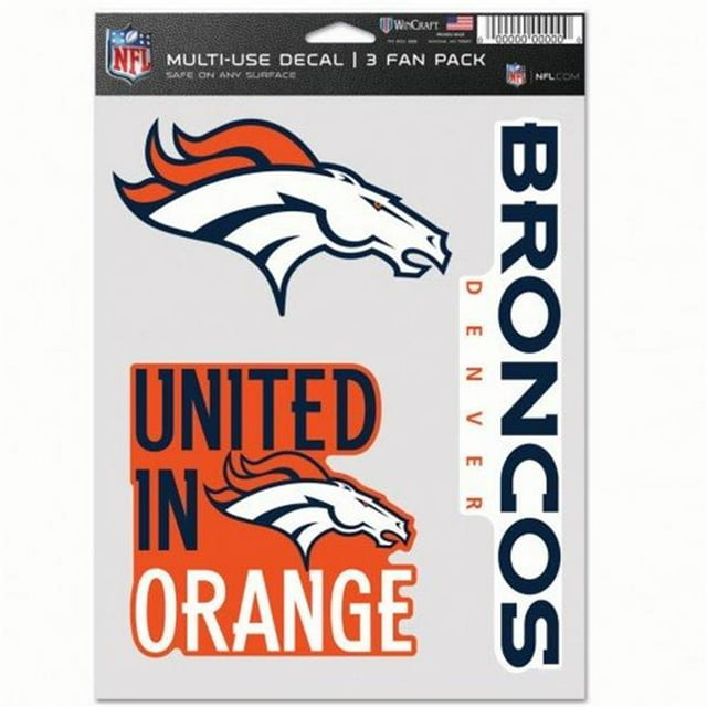 Wincraft 9416607764 Autocollant NFL Denver Broncos Ventilateur Multi-Usage - Lot de 3