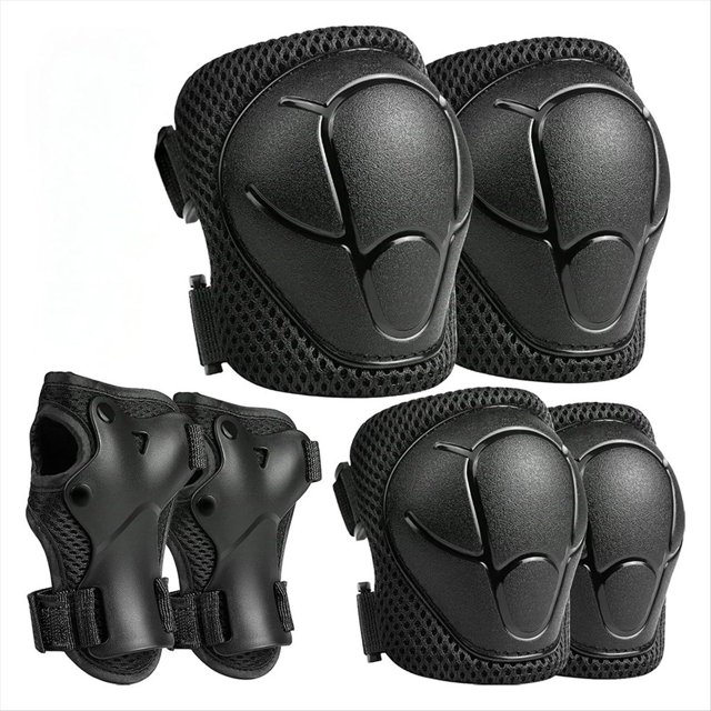 Conjunto de Protección para Niños: Rodilleras, Coderas y Muñequeras para Patinaje, Ciclismo, Bicicleta, Patinete, Color Negro.