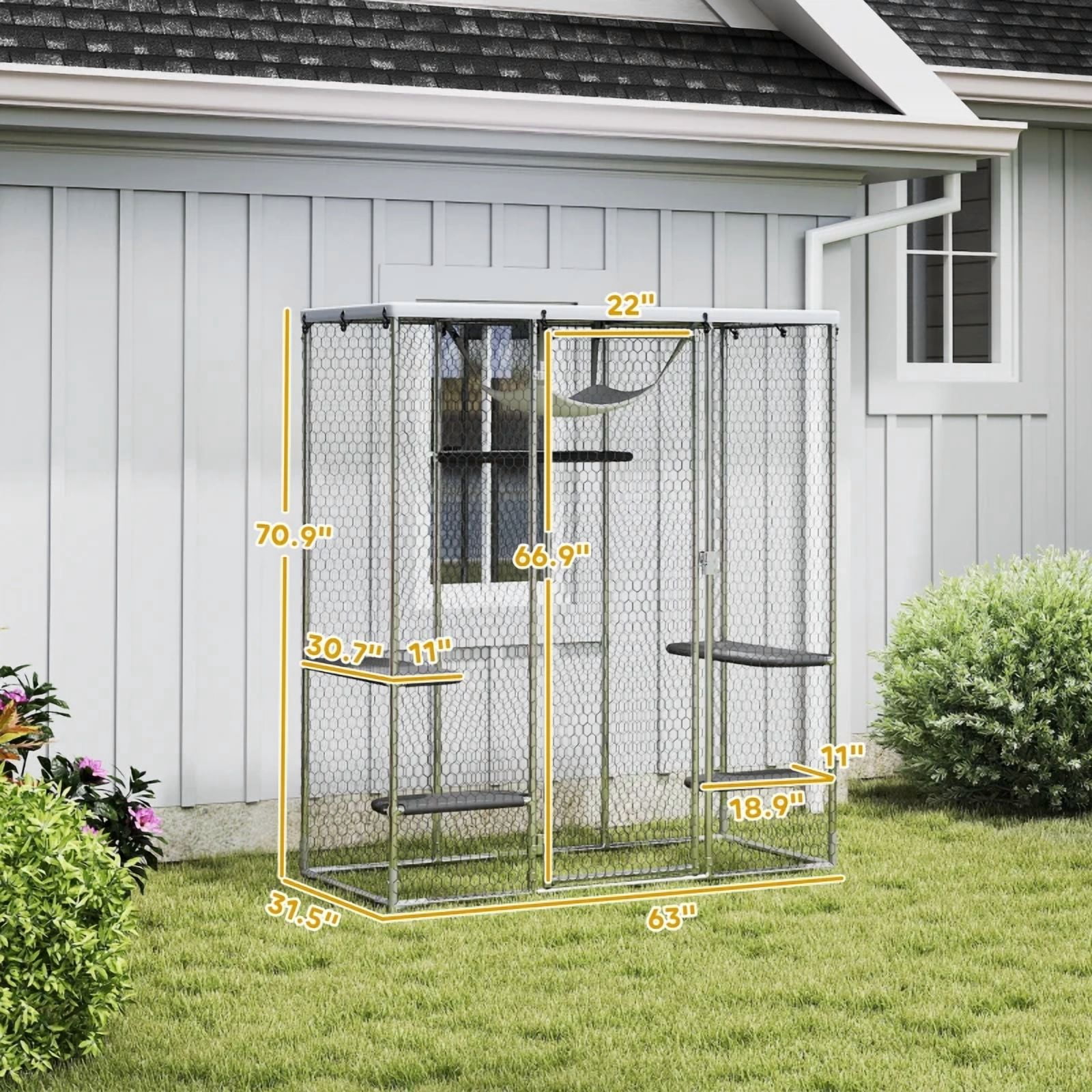 Pet Cage, Patio Cat Enclosure, Outdoor Walk-in Cat Cage
