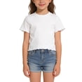 thumbnail image 2 of YunPes Girls Ruffle Short Sleeve T Shirt Lettuce Trim Crew Neck Tops Basic Tee Cute Casual Shirt for Kids Teens Casual Summer Tee, 2 of 9