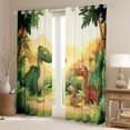 thumbnail image 2 of Feelyou Kawaii Family Dino Black Out Curtains for Kids, Sunshine Wildlife Curtains Pack of 2 (42x63 Each), Green Orange, 2 of 6
