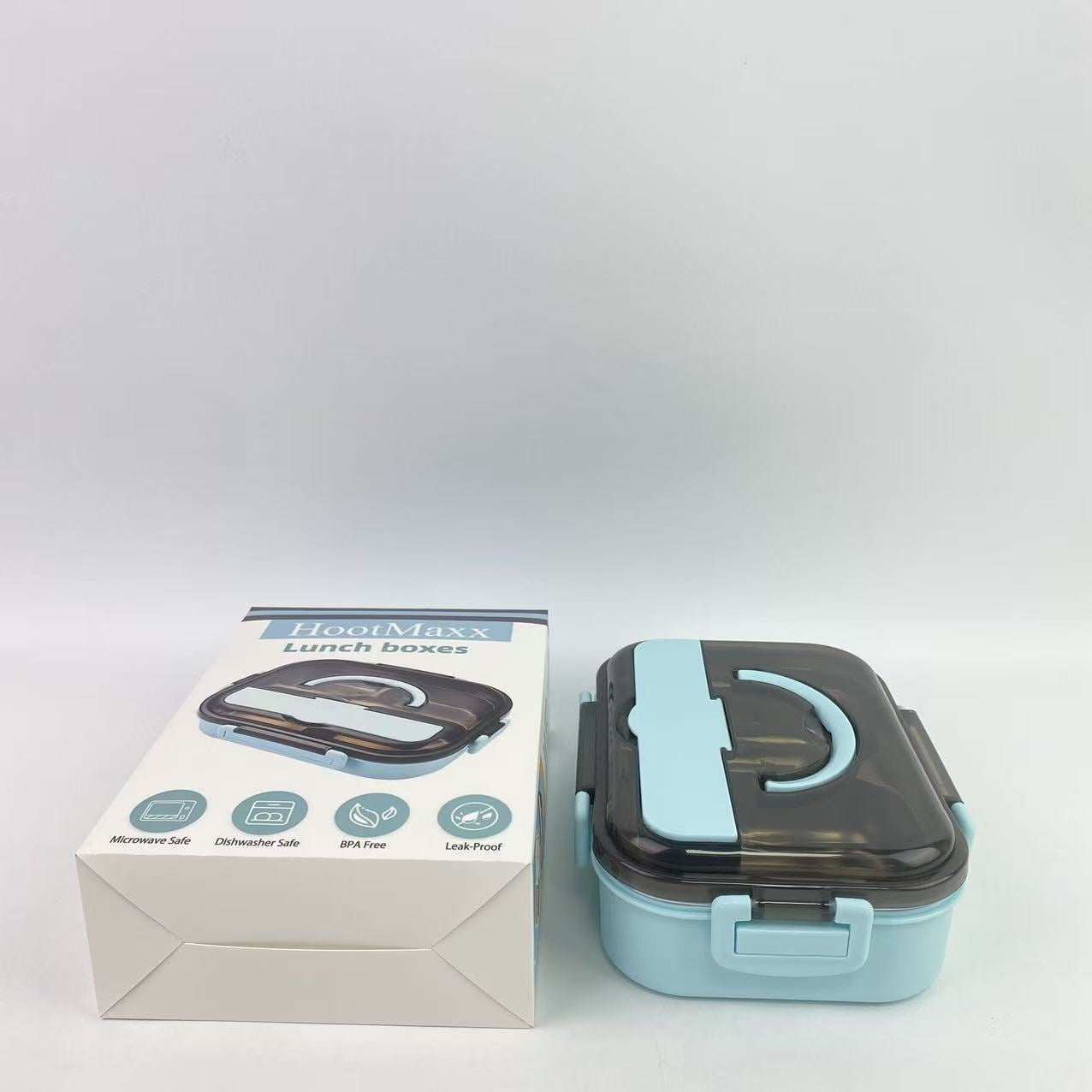 HootMaxx Lunch boxes ,Adult bento box, lunch container, leak proof lunch box with utensils, 2-bedroom bento box, microwave safe, blue
