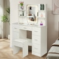 thumbnail image 2 of Ciumeeo Makeup Vanity with Lights and Mirror, Vanity Table with Drawers & Stool, 3 Lighting Modes, White, 2 of 8