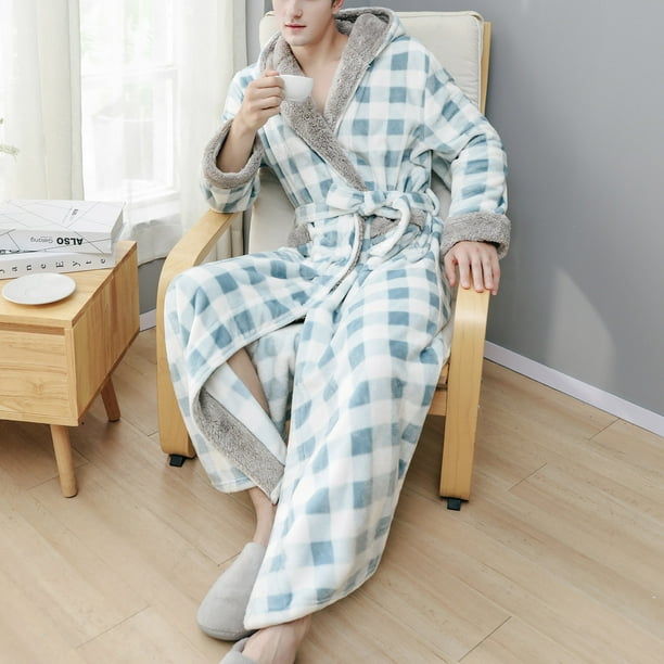 jovati Long Manteau pour Hommes Couples Long Peignoir Plaid
