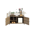 thumbnail image 3 of Outdoor Bar Cart,Wicker Bar Table Cart with Cabinet,Patio Serving Cart with Steel Top, Ice Bucket,Lockable Wheels, Side Basket for Garden, Poolside & Backyard,Beige, 3 of 11