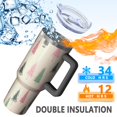 thumbnail image 5 of Beige Christmas Tree Pattern Tumbler with Handle and Lid,40oz Double Wall Vacuum Insulated Tumbler,Cups Gift for Women and Men, 5 of 7