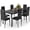 Black, variant on Asofer Dining Table Set for 4, Kitchen Table Set with 1 Table & 4 Leather Cushion for Kitchen, Small Spaces, Black