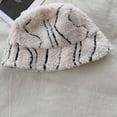 thumbnail image 2 of LinYooLi Small Bucket Hat Irregular Stripes Warm Lamb Wool Foldable Fisherman Hat Autumn Winter Fashion Short Brim Basin Hats, 2 of 8