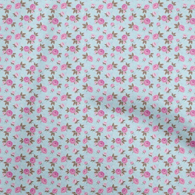 oneOone Viscose Chiffon Light Blue Fabric Floral Craft Projects Decor Fabric Printed By The Yard 42 Inch Wide