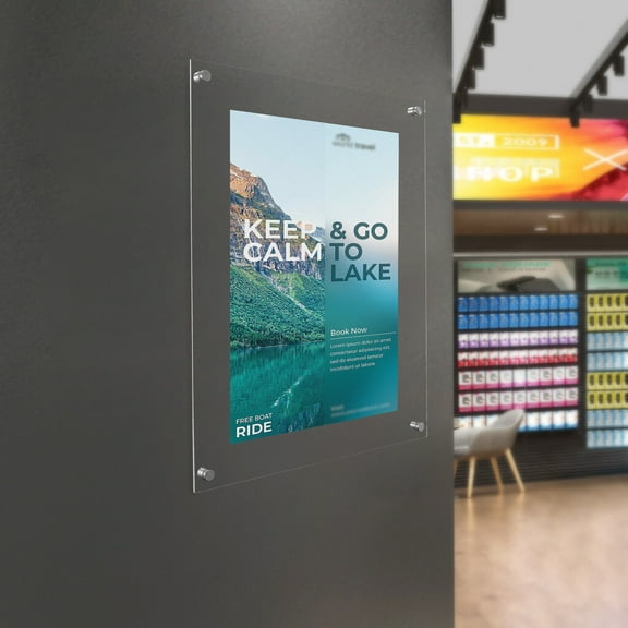 18"x24" Clear Acrylic Wall Mount Floating Frameless Picture Frame ,Collage Photo