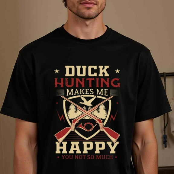 Men'S Duck Hunting Graphic T-Shirt - 100% Cotton, Casual Crew Neck, Short Sleeve, Regular Fit, All-Season Wear, Ideal for Outdoor Enthusiasts, Casual Wear Tee | Humorous Graphic Tee | Durable Fabric