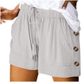 thumbnail image 2 of fatyb Summer Womens Casual Shorts Elastic High Waist Beach Shorts Drawstring Lounge Shorts with Pockets, 2 of 6