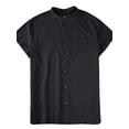 thumbnail image 2 of Txlixc - Camiseta informal de verano para hombre, color sólido, manga corta, cuello levantado, con botones Txlixc Casual, 2 of 9