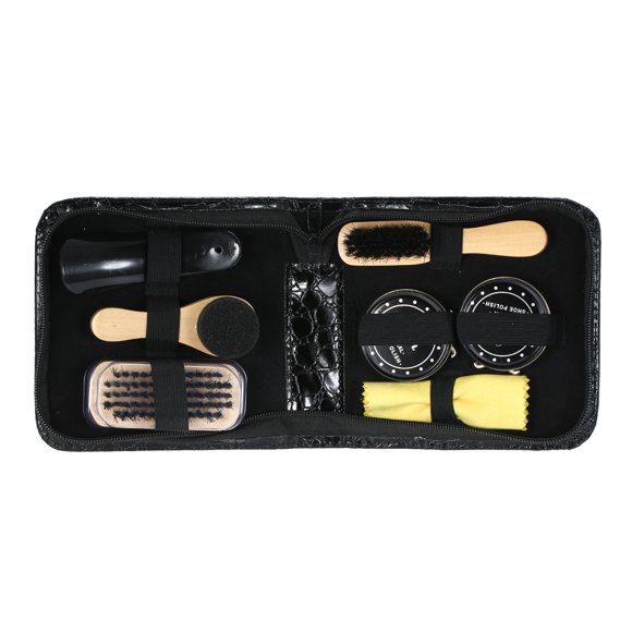 Yeacher 8PCS Shoe Shine Care Kit Black and Neutral Polish Brushes for Boots Shoes Sneakers Style 2