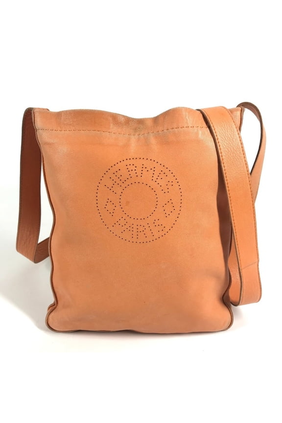 Pre-Owned HERMES Hermes Perforated Logo Clou de Selle Pochette Bag Shoulder Leather Men's...