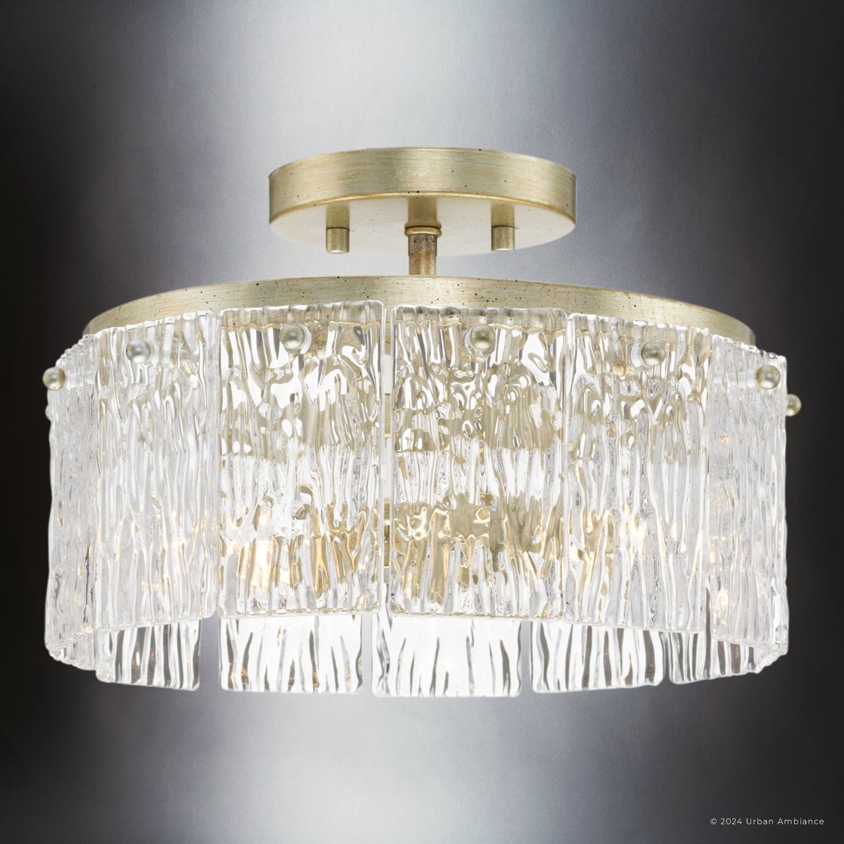 Luxury Glam Ceiling Light, Gilded Silver, UHP4958
