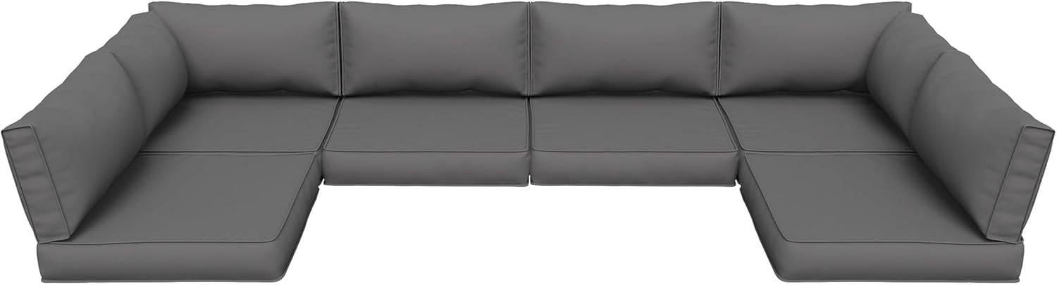 Poteban Outdoor Cushions for Patio Furniture Replacement, Waterproof Patio Furniture Cushions, Deep Seat Patio Cushions, Patio Seat Cushions for Outdoor Sectional (Grey)