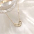 thumbnail image 5 of Kripyery Women Necklace Geometric Shiny Rhinestone Inlaid Adjustable Extension Chain Decorative Gift Double Square Interlock Pendant Clavicle Chain Jewelry for Dating, 5 of 8