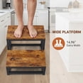 thumbnail image 3 of 2 Step Stool for Adults, Heavy Duty Sturdy Steel Frame with Wooden Steps, Bedside Foot Stool with 500lbs Load Capacity, Non-Slip Step Stool for High Bed, Kitchen, RV Step - Rustic Brown, 3 of 5