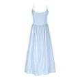 thumbnail image 5 of Efsteb Women's Low Cut Spaghetti Strap Long Dress Casual Sleeveless Backless Slim Midi Dress Square Neck Bustier Dresses (Blue,XXXL), 5 of 6