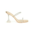 thumbnail image 2 of Women's Square Toe Iridescent Rhinestone Clear Double Strap Mule Heel 20616, 2 of 6