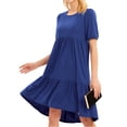 thumbnail image 5 of ZXSXSY Women Sapphire Hollow Back Round Neck Short Sleeves Peplum Midi Dress, 5 of 6