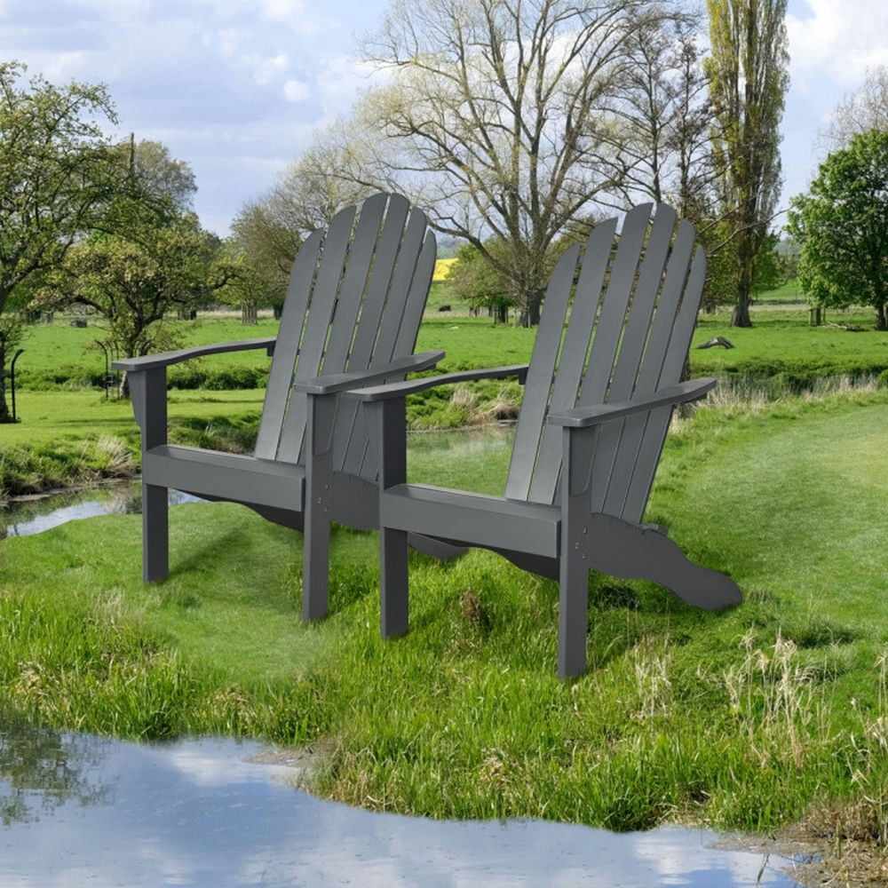 Aimee Lii Acacia Wood Outdoor Adirondack Chair with Ergonomic Design, Outdoor Patio Furniture for Balcony Porch Backyard, Sturdy -Gray