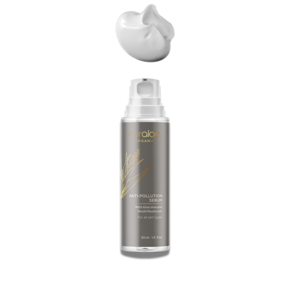 Curaloe Organic Anti-Pollution Serum, with 81% Aloe Vera and Reishi Mushroom, 1.1 fl. oz.