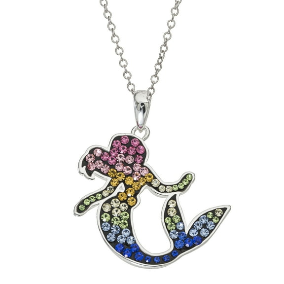 Disney Princess The Little Mermaid Silver Plated Crystal Necklace, 18"