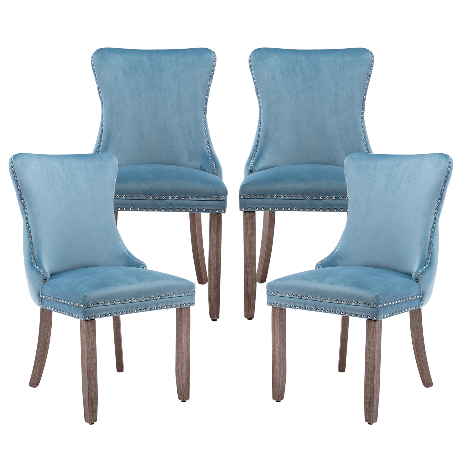 Tzicr set of 4 Velvet Dining Chairs, Upholstered Wingback Dining