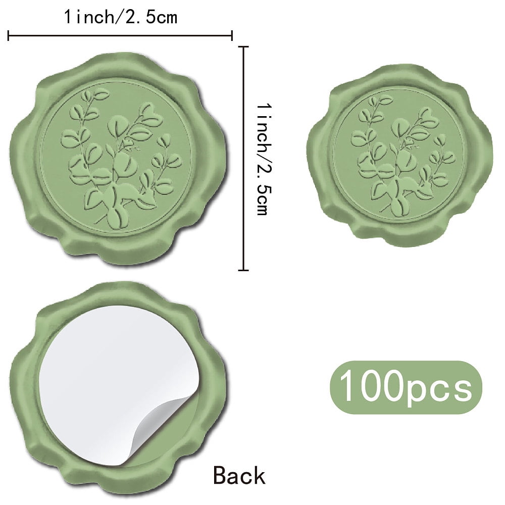 1box 100pcs Adhesive Wax Seal Stickers Envelope Seal Decoration For Craft Scrapbook DIY Gift Leaf 30mm Wax