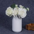 thumbnail image 4 of Jarrón de flores de cerámica blanca de 7 pulgadas, jarrón de decoración para el hogar y jarrón de mesa, regalos ideales para amigos y familiares, Navidad, boda, ducha nupcial Feliz Sencillez, 4 of 5