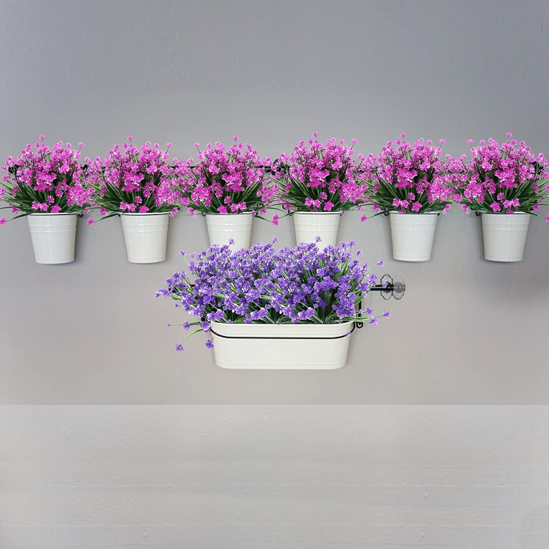 Zukuco 12PCS Artificial Flowers,Fake Greenery Faux Plastic Bushes Fake Shrubs UV Resistant Faux Plastic Plants for Wedding Hanging Bouquet Indoor Outdoor Home Garden Office Vase(Fuchsia)