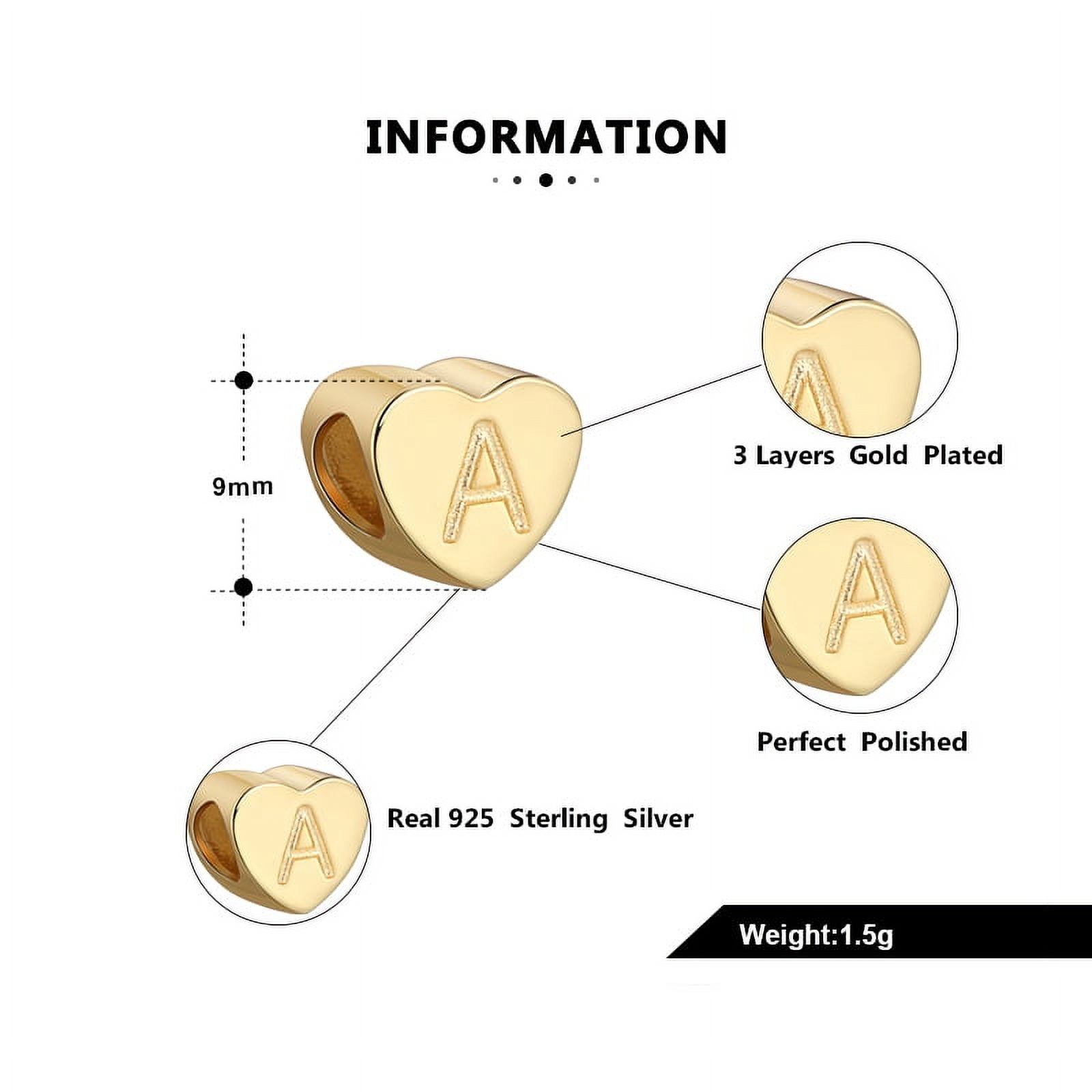 Initial Heart Charms Gold Plated  Sterling Silver Womens Ginger Lyne Collection
