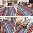 thumbnail image 6 of Red Teal Yellow Stripes Washable Living Room Rugs 5'x7', Lines Art Low Pile Throw Large Area Rugs Non-Slip Sturdy Edge Binding Carpet for Dining Room Bedside Kitchen, 6 of 9
