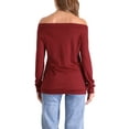 thumbnail image 3 of INSPIRE CHIC Casual Off Shoulder Top for Women's Boat Neck Stretch Long Sleeve Blouse Tops, 3 of 6
