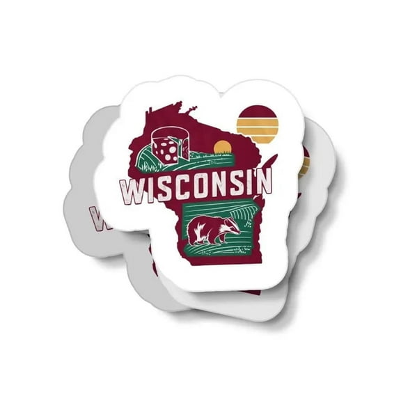 Retro Wisconsin Waterproof Sticker