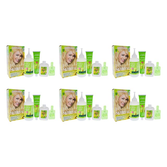 Garnier Color de pelo Nutrisse Crema de color nutritiva - 100 Rubio natural extra claro - Paquete de 6 1 Application Garnier Color de pelo 1 Application