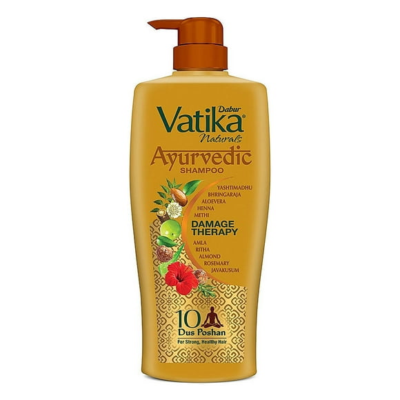 Dabur Vatika Ayurvedic Shampoo - 640ml | Damage Therapy | With Power of 10 ingredients for solving 10 hair problems| No Parabens | For all hair types