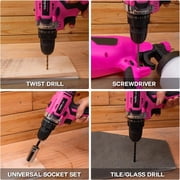ThinkLearn Pink Cordless Drill Set, 20V Lithium-ion Power Drill Set for Women with 67Pcs Drill Driver Bits, 3/8Keyless Chuck, 25+1 Position Electric Drill, 2.0Ah Battery, Fast Charger and Storage Bag