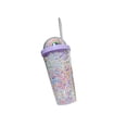 thumbnail image 2 of Plastic Straw Cup for Kids - 550ml Insulated Tumbler with Hard Straw, Summer Cold Drinks & Fruit Punch, Leak-Proof Design, Pink Blue Purple Mint Green, 2 of 7