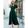 thumbnail image 5 of Women'S Long Formal Dresses Split Elegant V Neck Wrap Ruffle Wedding Guest Dresses Green XXL, 5 of 9