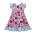 thumbnail image 3 of Millie Loves Lily Girls Blue and Red Apple Print Angel Wing Dress Size (3T-12), 3 of 5